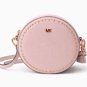 Michael Kors Blush Round Crossbody Bag with Gold Accents